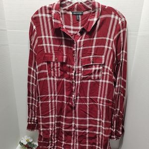 Allison Brittney Shirt Dress in Red Plaid - Large